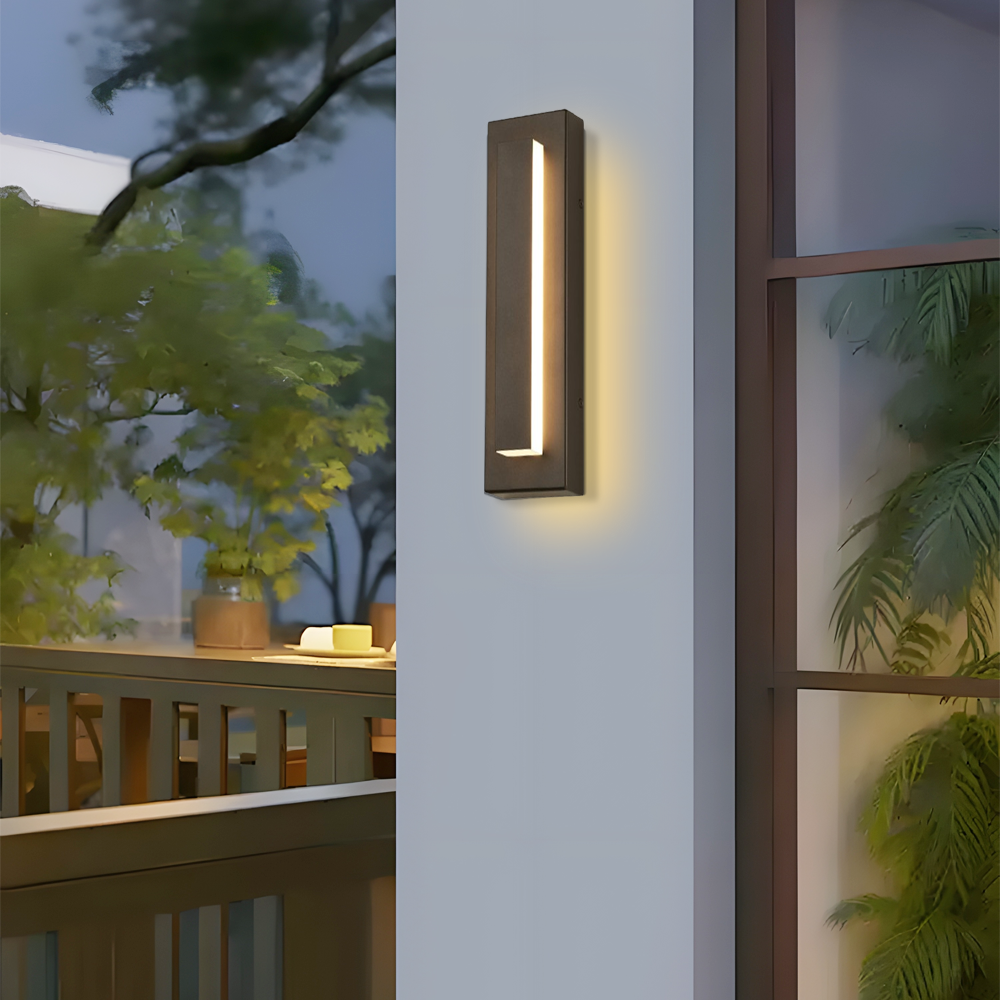 Modern Außenwandleuchte LED Rechteckig Schwarz Metall/Acryl Sensor Garten