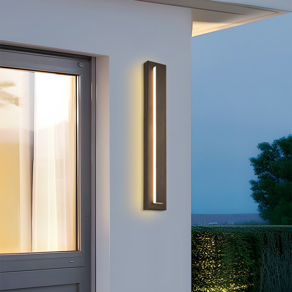 Modern Außenwandleuchte LED Rechteckig Schwarz Metall/Acryl Sensor Garten