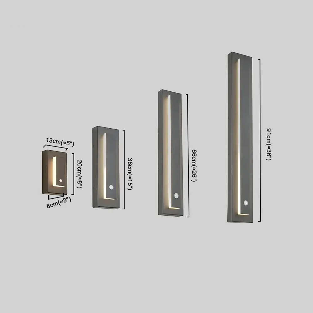 Modern Außenwandleuchte LED Rechteckig Schwarz Metall/Acryl Sensor Garten