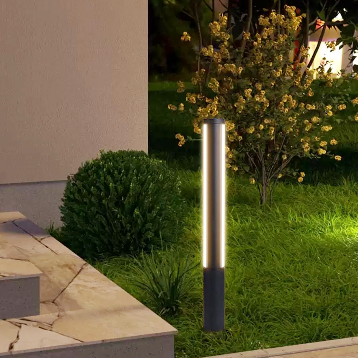 Minimalistische Außenleuchte Schwarz Metall Zylindrisch Innenhof