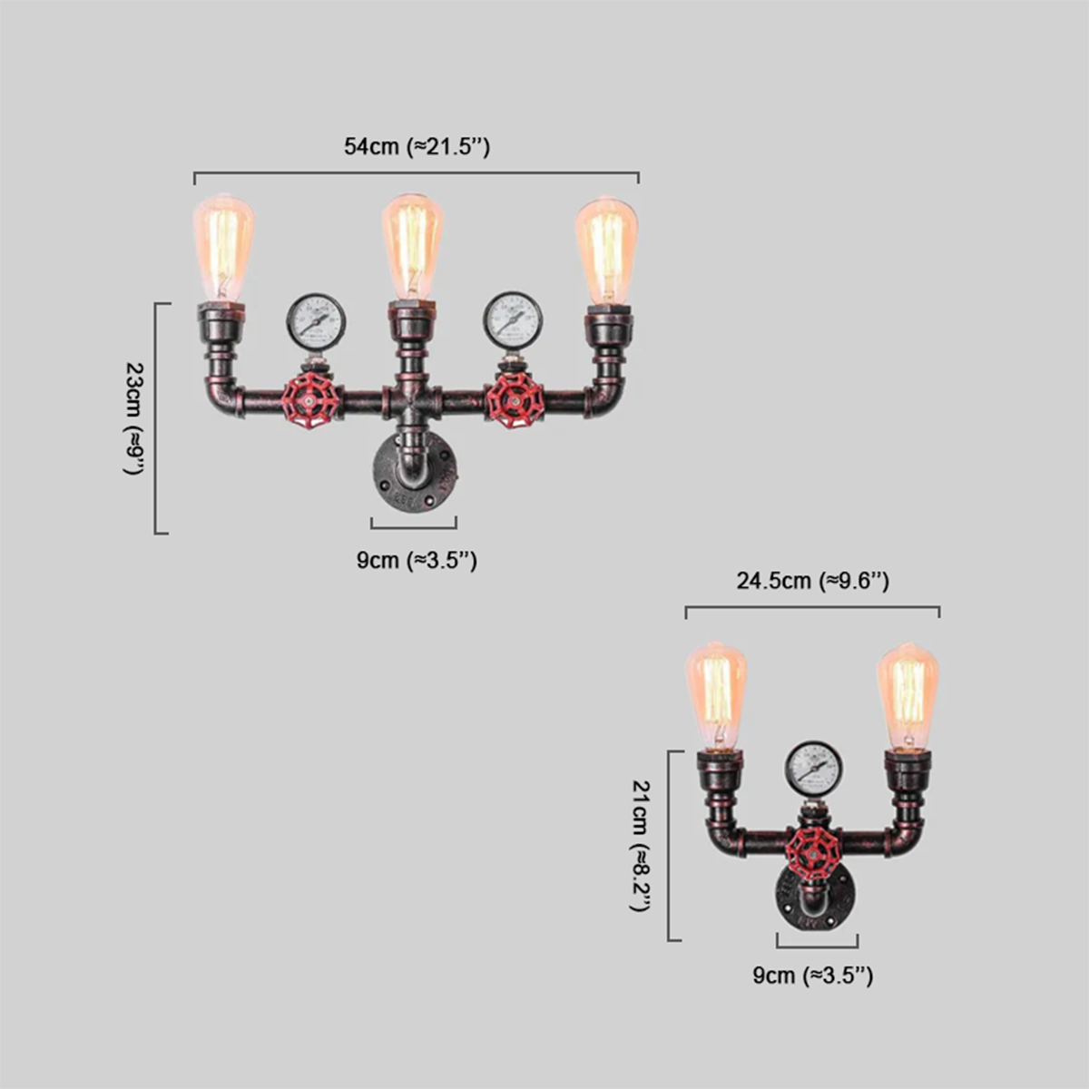 Industrielle Wandlampe LED Wasserleitung Metall Konisch Schwarz  Esszimmer