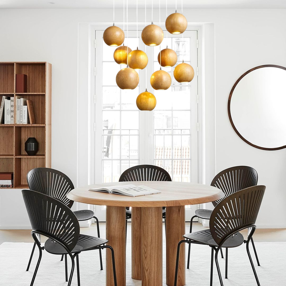 Moderne Pendelleuchte LED KugelWalnuss Wohn/Schlaf/Esszimmer