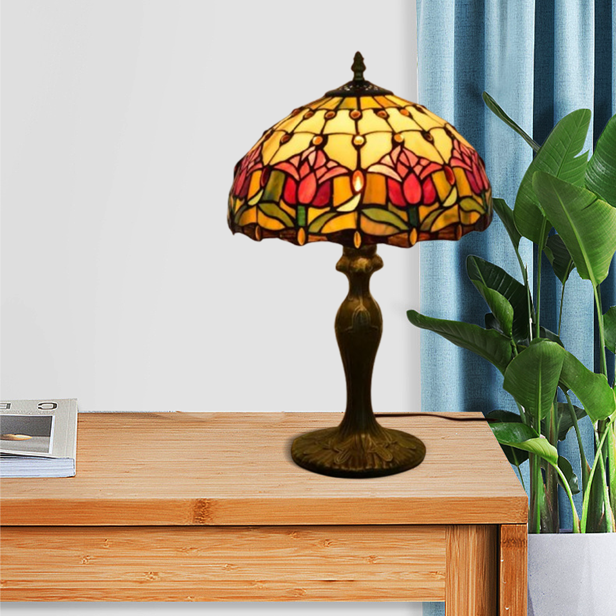 Art Deco Tischlampe Multicolor Metall Glas Kuppel Schlafzimmer