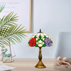 Art Deco Tischlampe Multicolor Metall Glas Kuppel Schlafzimmer