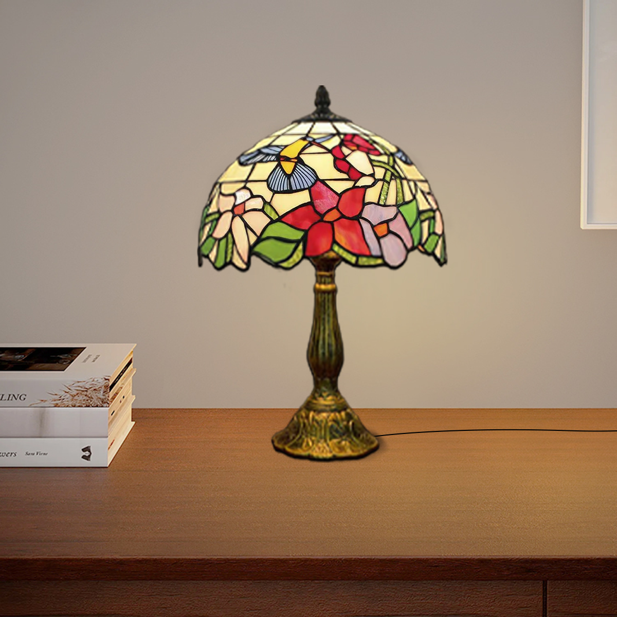 Art Deco Tischlampe Multicolor Metall Glas Kuppel Schlafzimmer