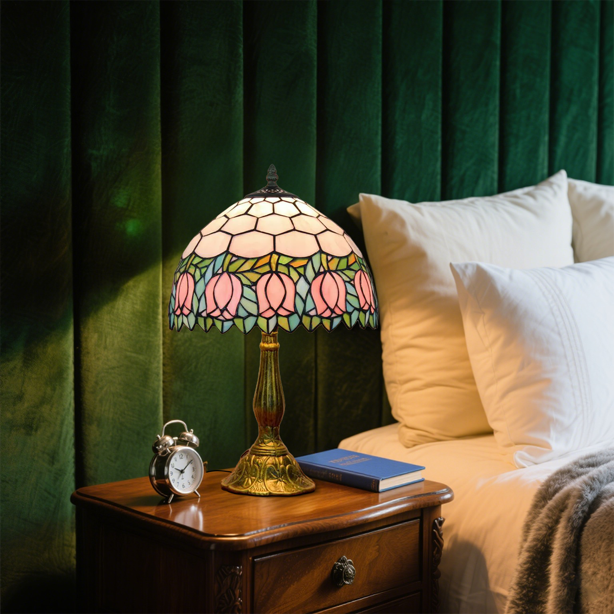 Art Deco Tischlampe Multicolor Metall Glas Kuppel Schlafzimmer