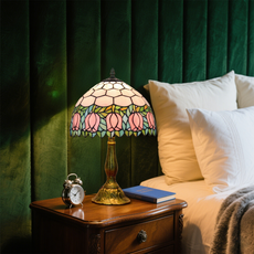 Art Deco Tischlampe Multicolor Metall Glas Kuppel Schlafzimmer