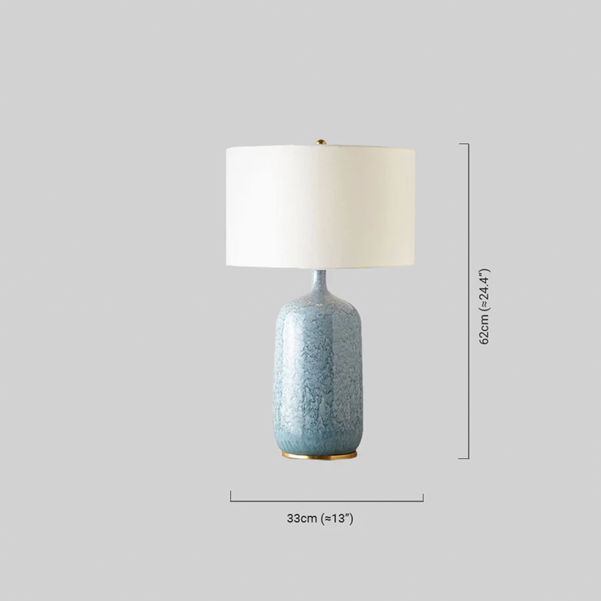 Art Deco Tischlampe LED Trommelform Blau Keramik Schlafzimmer