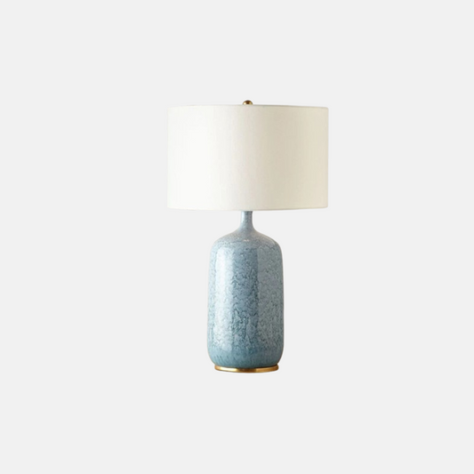 Art Deco Tischlampe LED Trommelform Blau Keramik Schlafzimmer