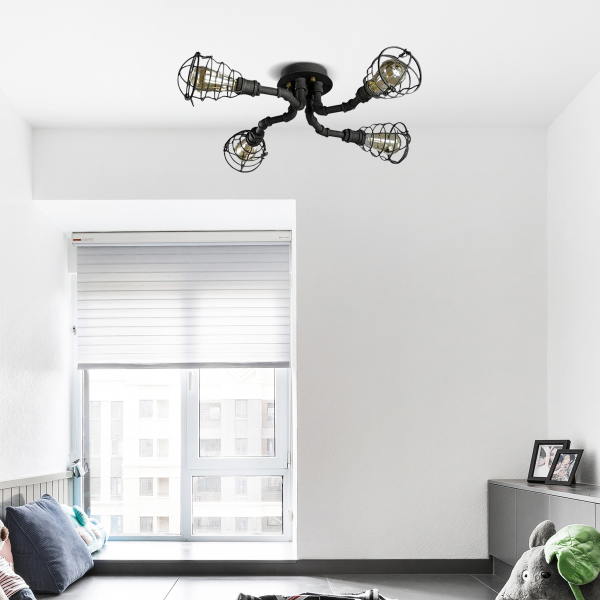 Industrielle Deckenleuchte Metall Schwarze  kugelförmig Wohnzimmer