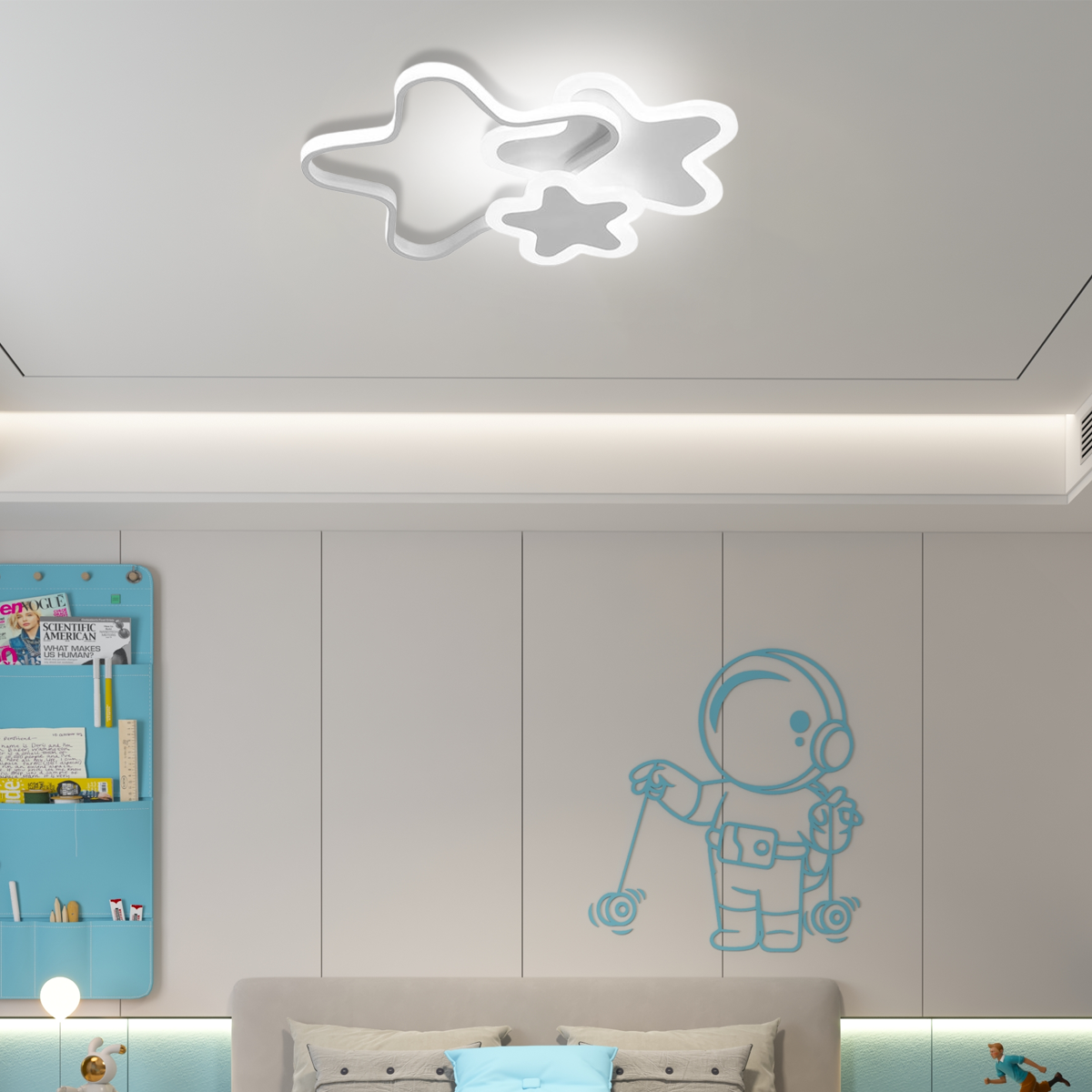 Weiße Deckenleuchte geeignet für Schlafzimmer.