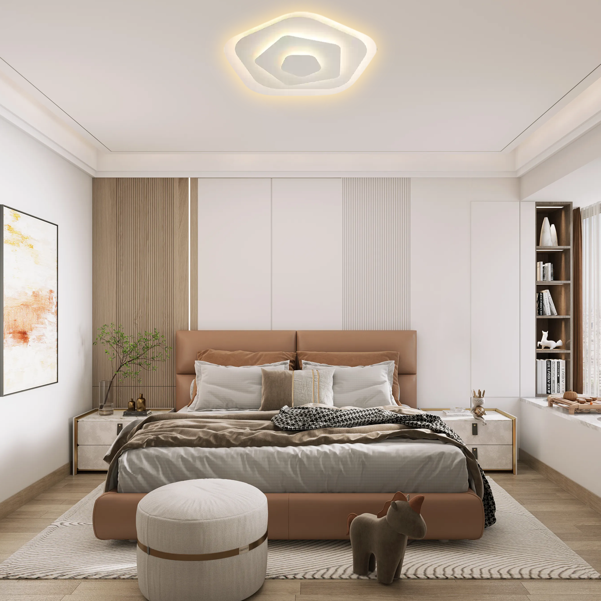 Nordic Deckenleuchte LED Acryl Weiß -C-Dimmbar-Schlafzimmer
