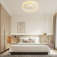 Nordic Deckenleuchte LED Acryl Weiß  -A-Dreifarbige Lichtwechsel-Schlafzimmer