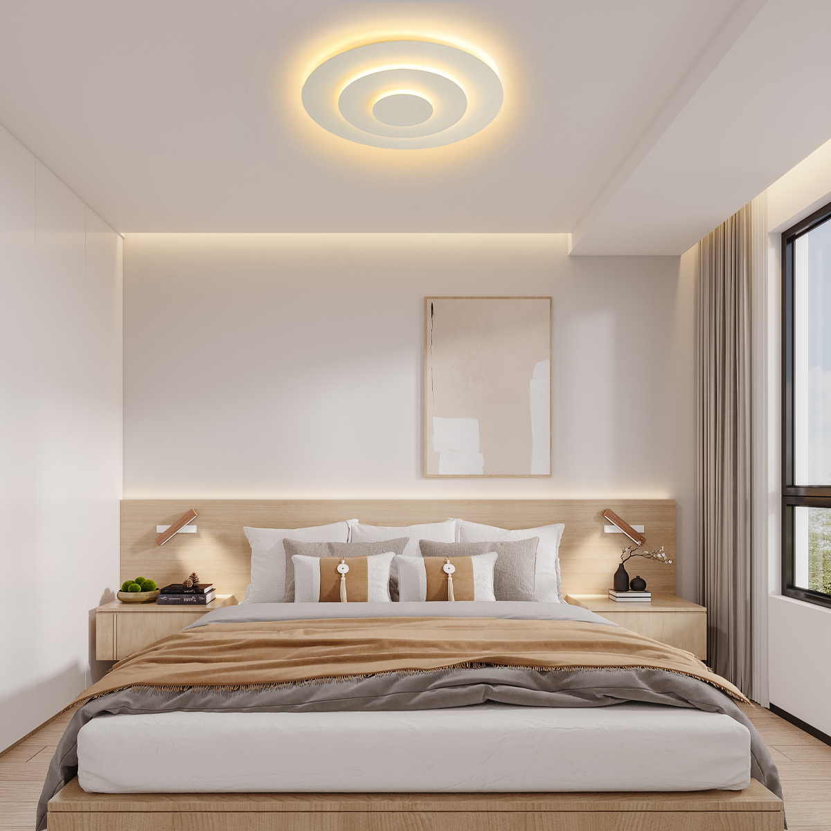 Nordic Deckenleuchte LED Acryl Weiß -A-Dimmbar-Schlafzimmer