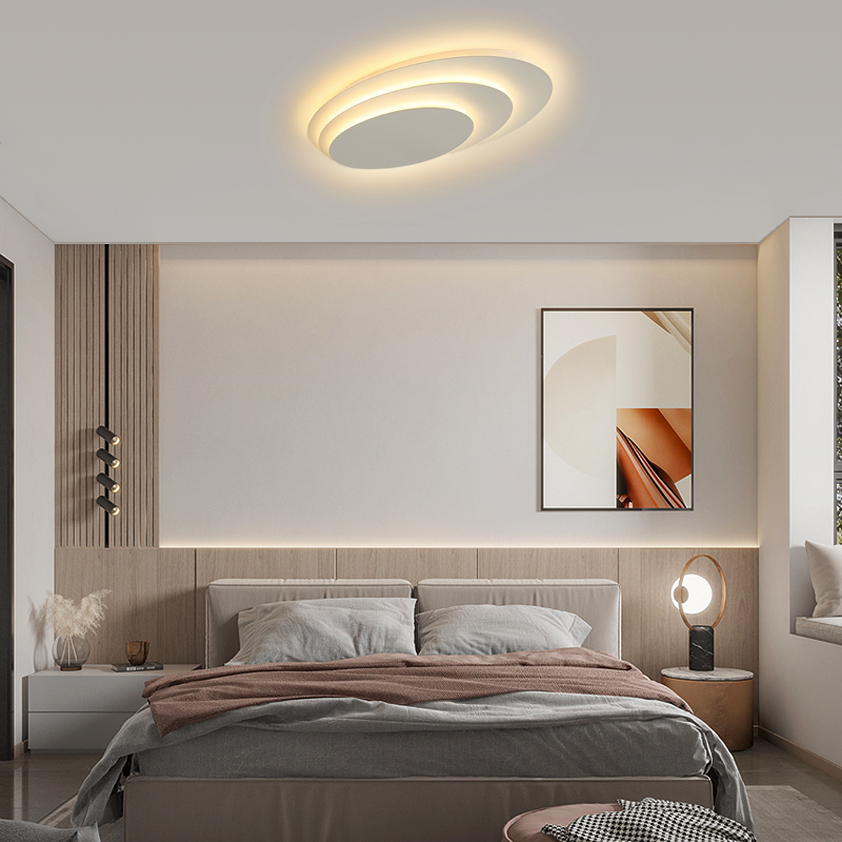 Nordic Deckenleuchte LED Acryl Weiß -B-Warmes Licht-Schlafzimmer