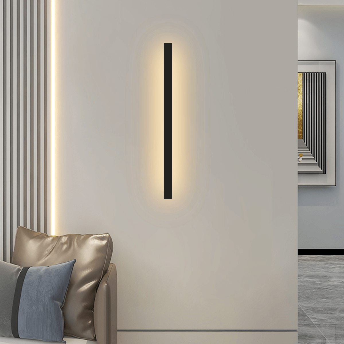 Minimalistische Wandleuchte LED Linear Metall Schwarz/Gold Schlafzimmer/Wohnzimmer
