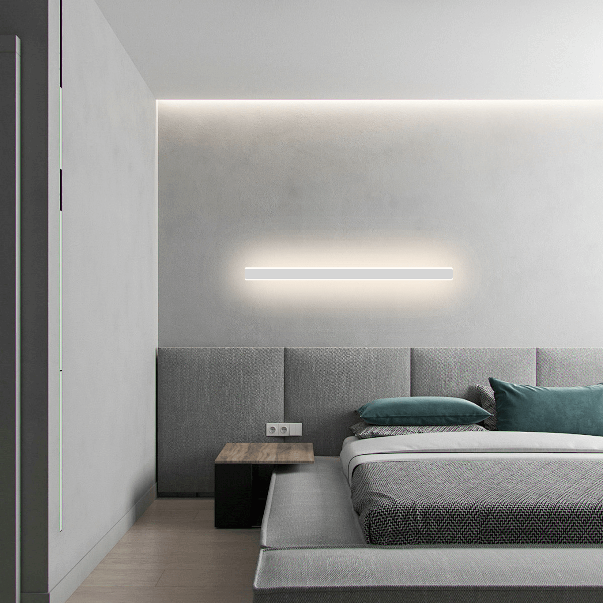 Minimalistische Wandleuchte LED Linear Metall Schwarz/Gold Schlafzimmer/Wohnzimmer