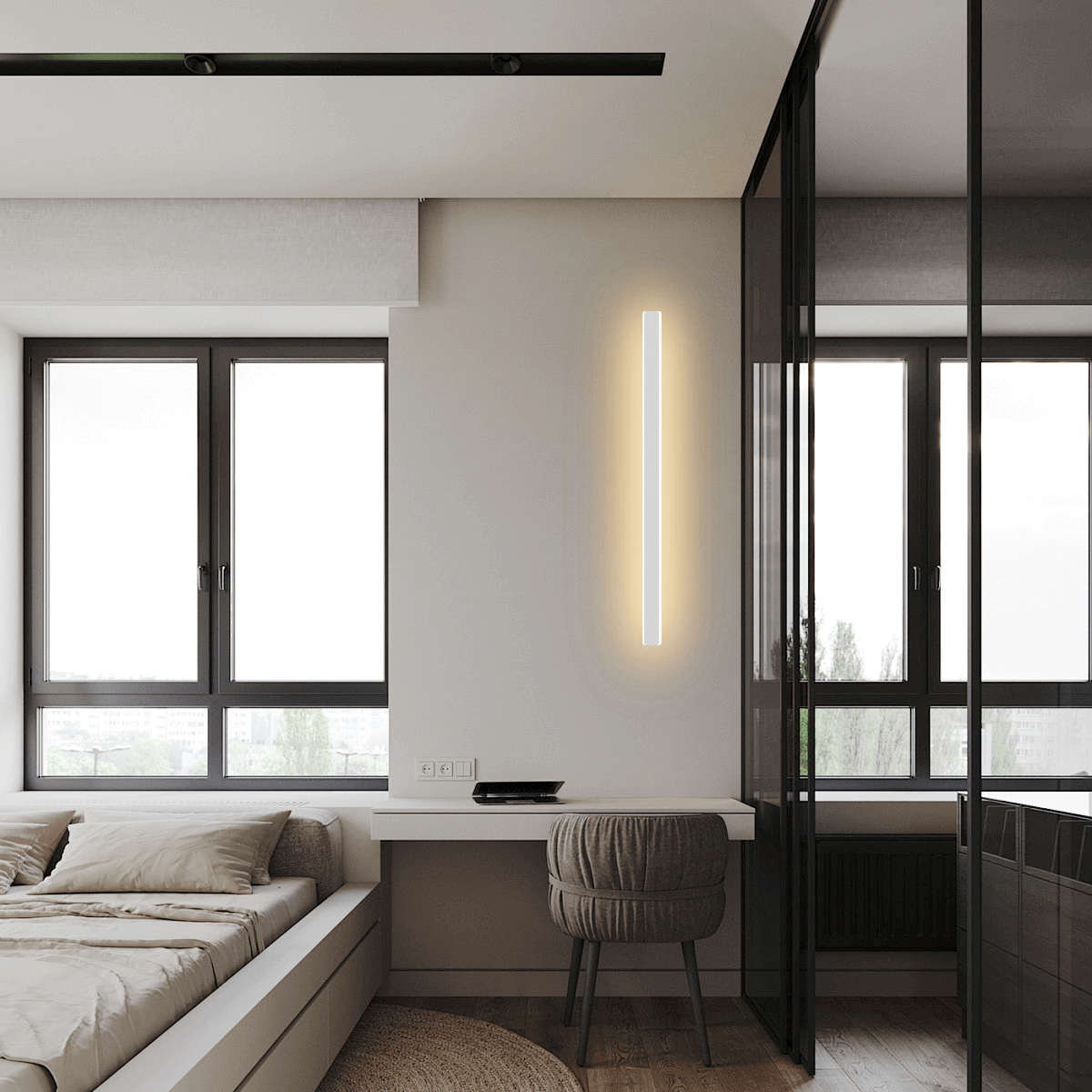 Minimalistische Wandleuchte LED Linear Metall Schwarz/Gold Schlafzimmer/Wohnzimmer