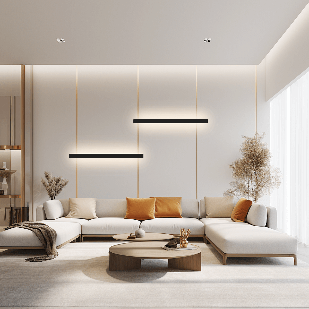 Minimalistische Wandleuchte LED Linear Metall Schwarz/Gold Schlafzimmer/Wohnzimmer