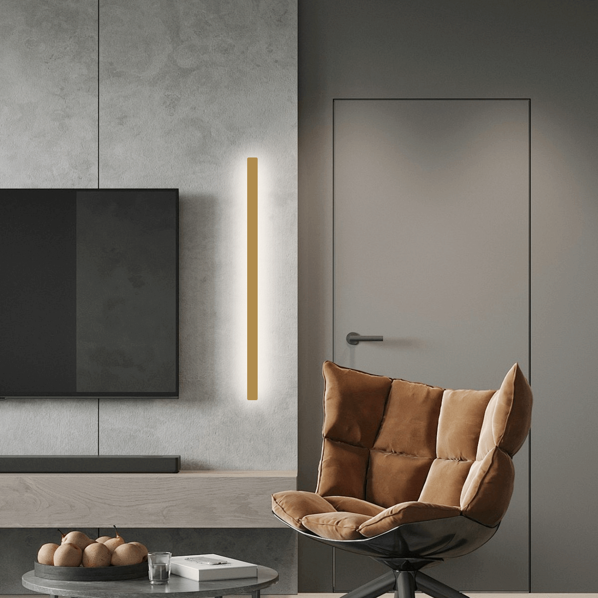 Minimalistische Wandleuchte LED Linear Metall Schwarz/Gold Schlafzimmer/Wohnzimmer