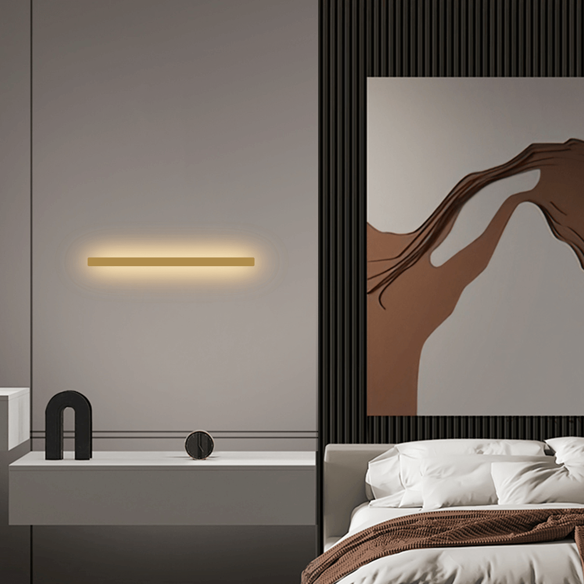 Minimalistische Wandleuchte LED Linear Metall Schwarz/Gold Schlafzimmer/Wohnzimmer