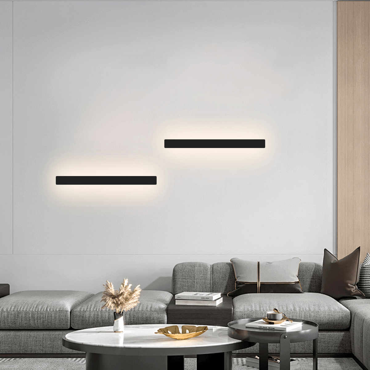 Minimalistische Wandleuchte LED Linear Metall Schwarz/Gold Schlafzimmer/Wohnzimmer