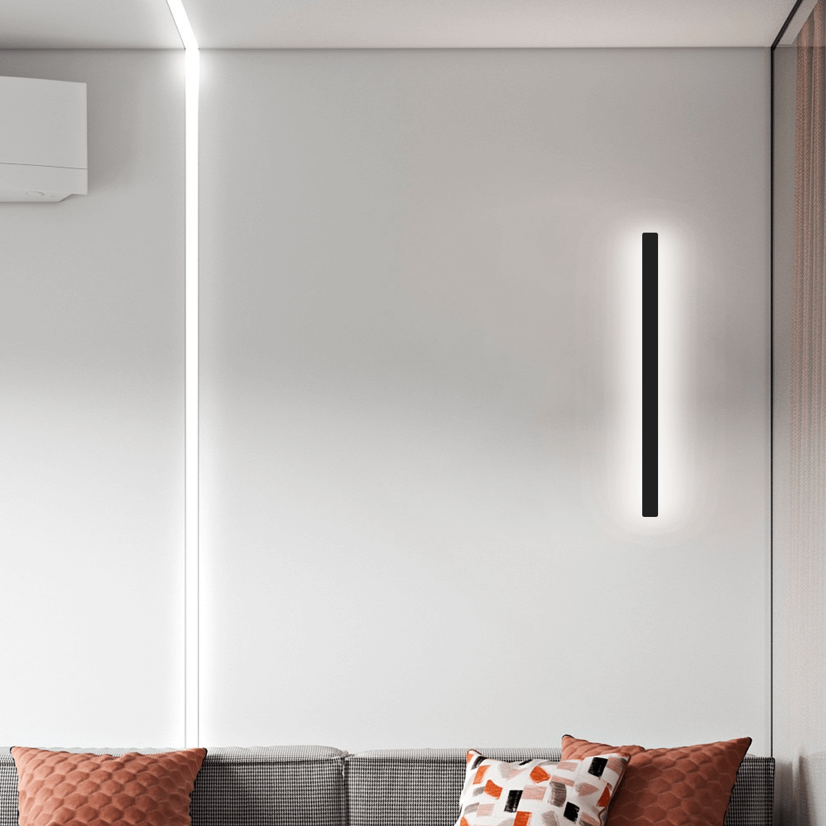 Minimalistische Wandleuchte LED Linear Metall Schwarz/Gold Schlafzimmer/Wohnzimmer