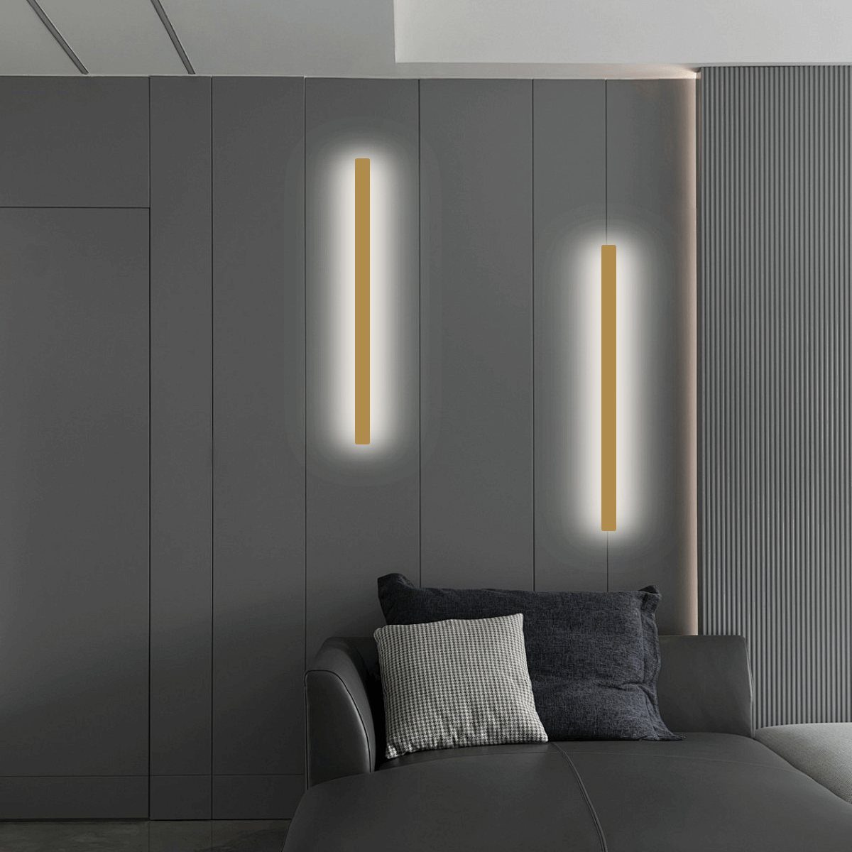 Minimalistische Wandleuchte LED Linear Metall Schwarz/Gold Schlafzimmer/Wohnzimmer