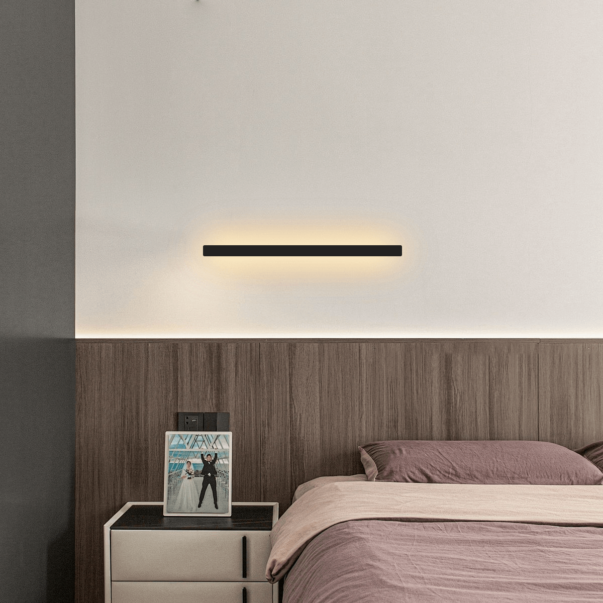 Minimalistische Wandleuchte LED Linear Metall Schwarz/Gold Schlafzimmer/Wohnzimmer