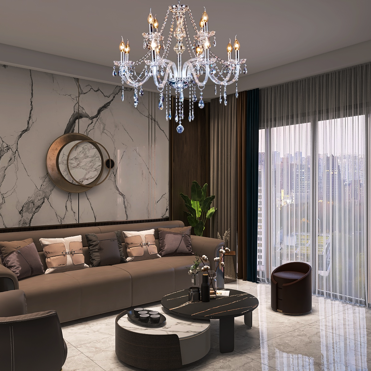 Royal Kronleuchter LED Kerzenform Klar Glas Wohn/Esszimmer