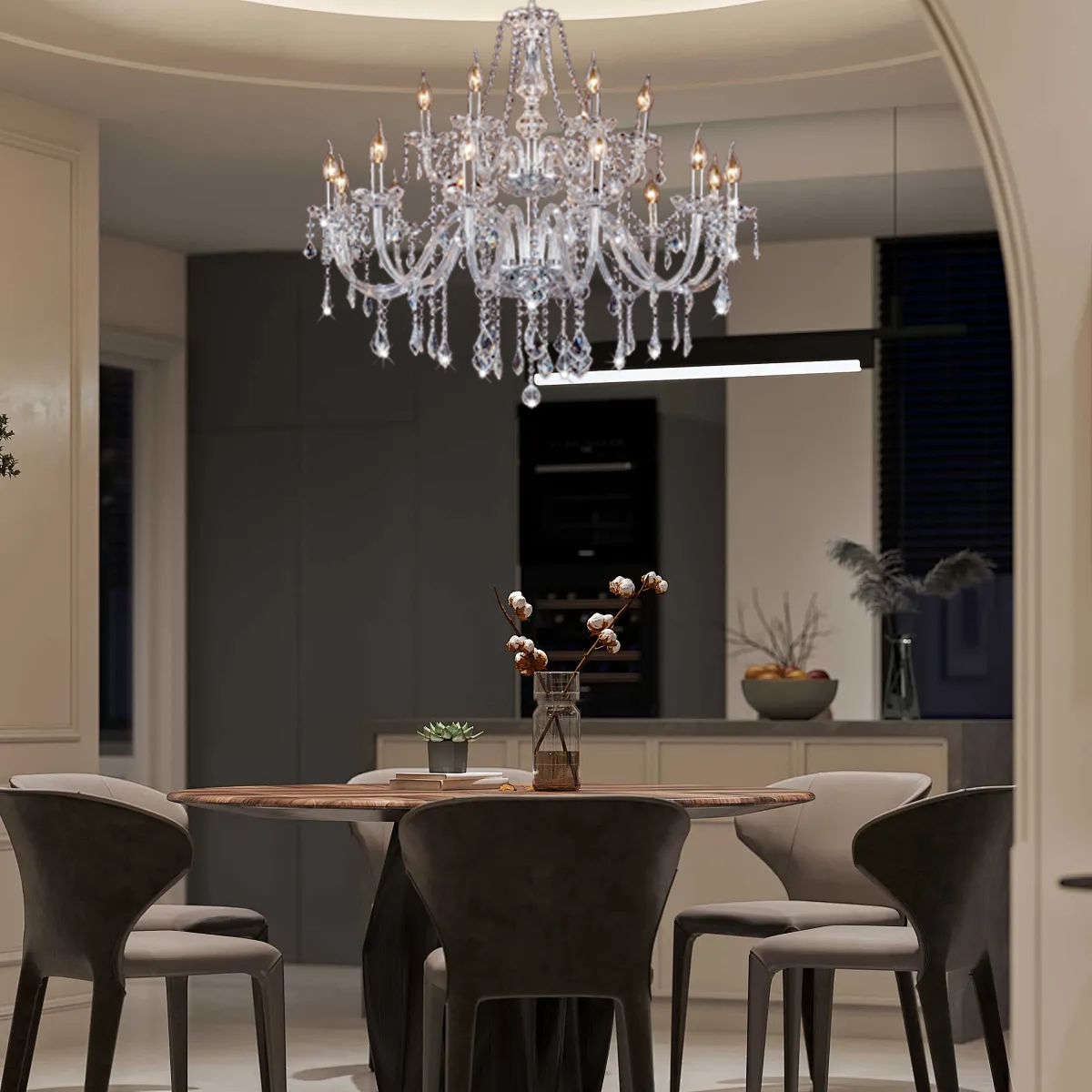 Royal Kronleuchter LED Kerzenform Klar Glas Wohn/Esszimmer