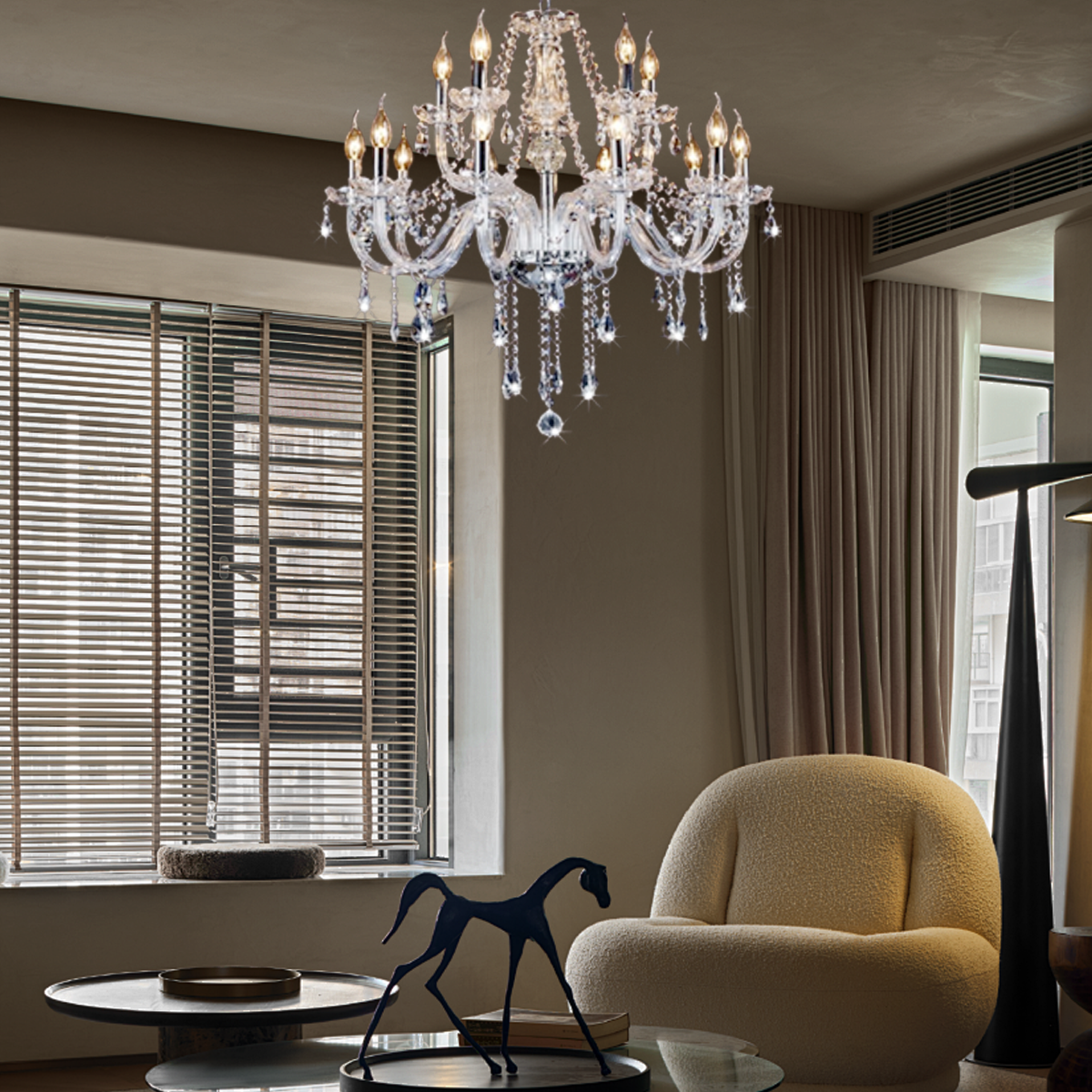 Royal Kronleuchter LED Kerzenform Klar Glas Wohn/Esszimmer
