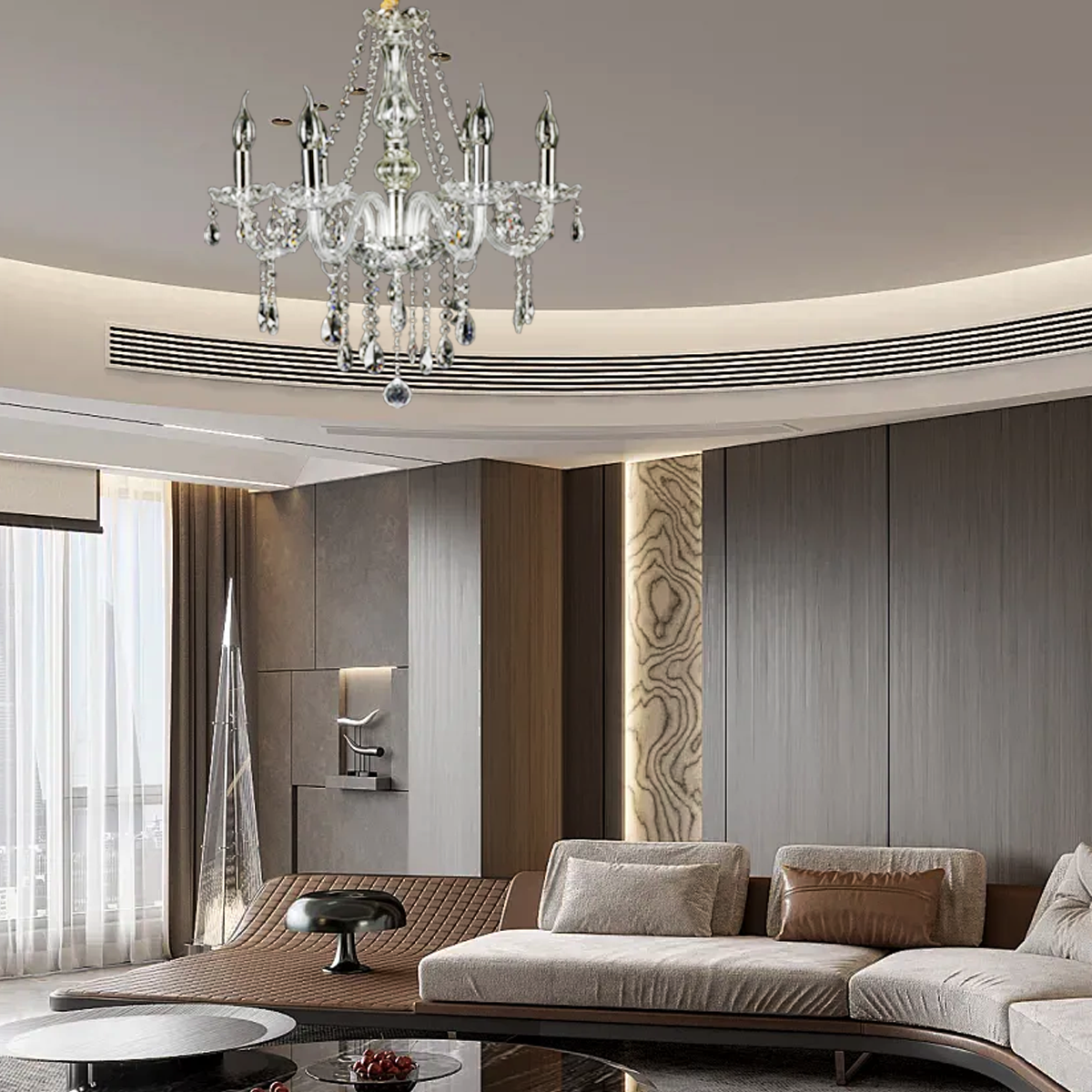 Royal Kronleuchter LED Kerzenform Klar Glas Wohn/Esszimmer
