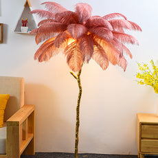 Art Deco Stehleuchte Federn Weiß Wohnzimmer