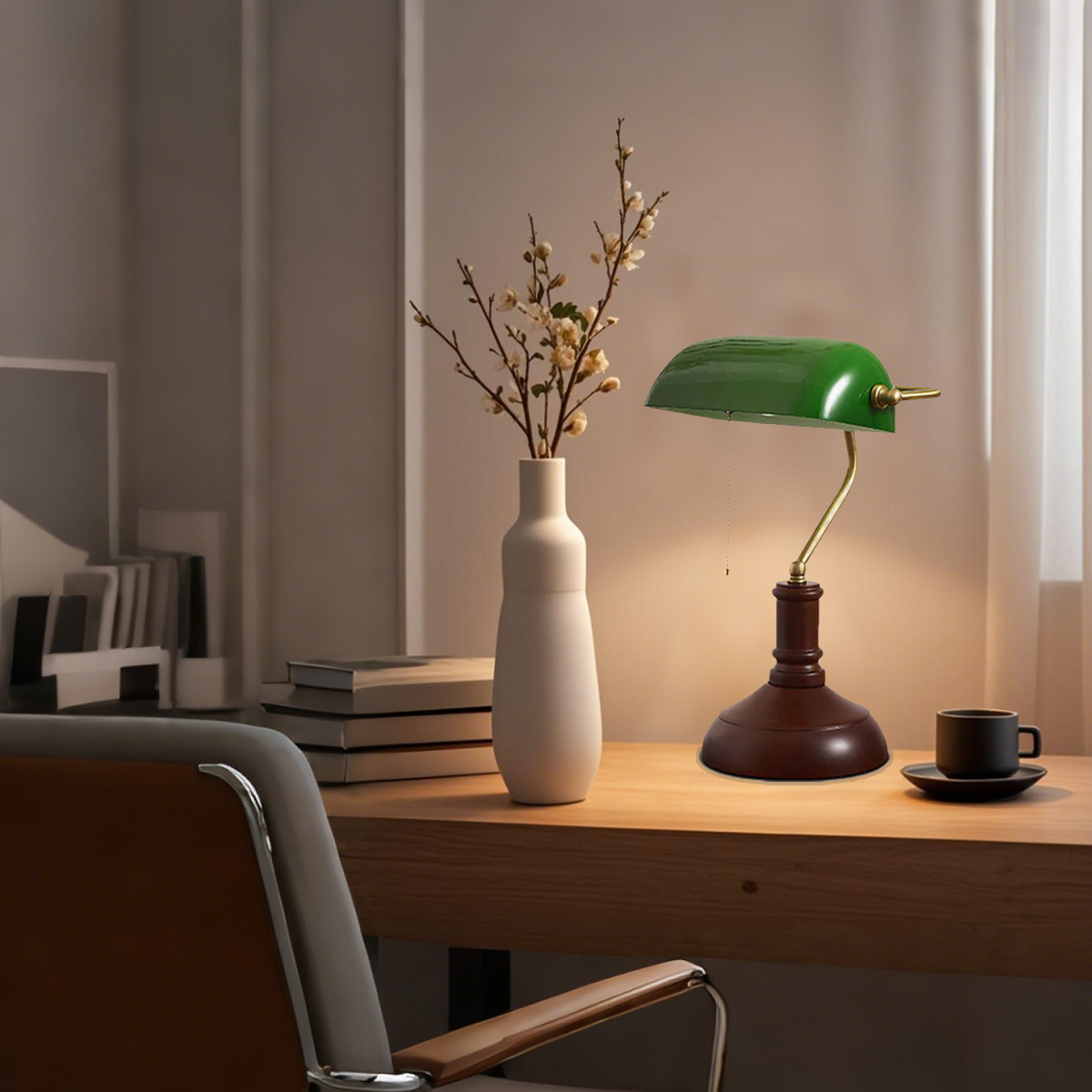  Retro Tischlampe LED Metall/Glas Grün Wohn/Schlafzimmer