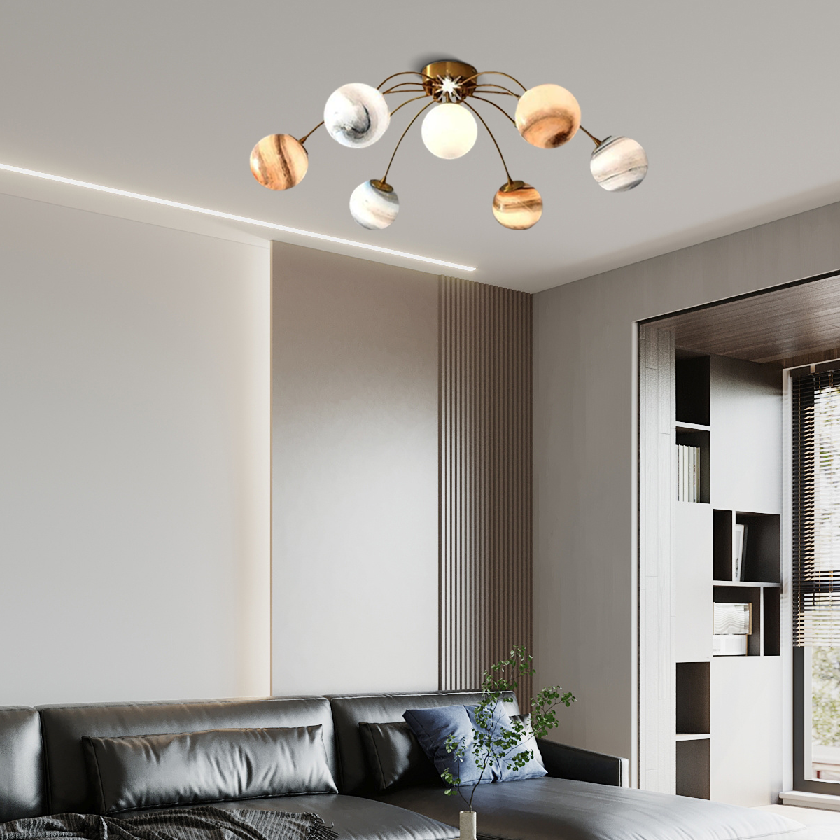 Art Deco Deckenleuchte LED Metall Röntgen Planet Wohnzimmer