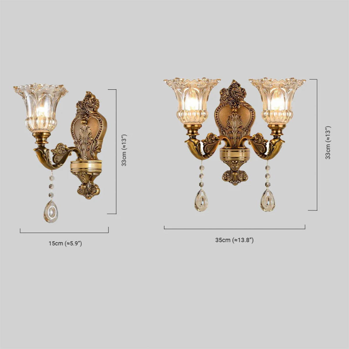 Royal Wandlampe LED Blumen Gold Metall Wohnzimmer