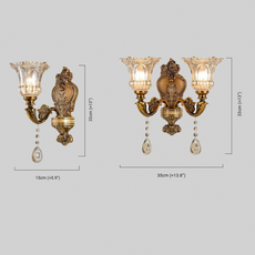 Royal Wandlampe LED Blumen Gold Metall Wohnzimmer