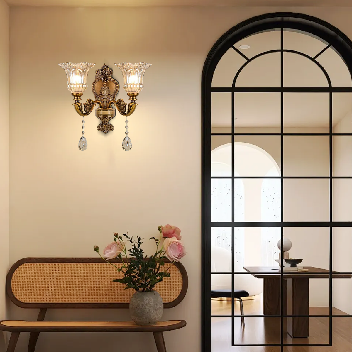 Royal Wandlampe LED Blumen Gold Metall Wohnzimmer