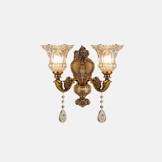 Royal Wandlampe LED Blumen Gold Metall Wohnzimmer