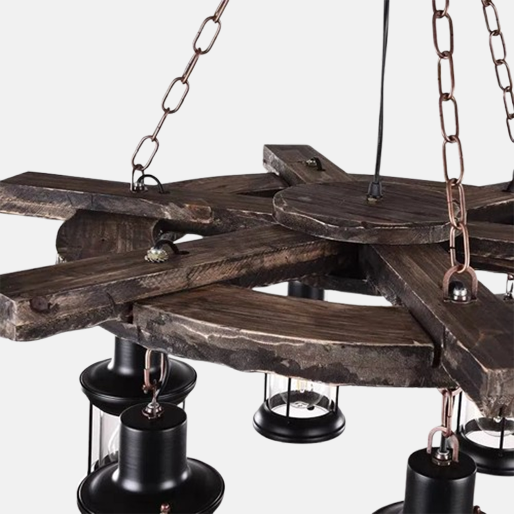 Vintage Pendelleuchte Holz Holzruder Esszimmer