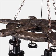 Vintage Pendelleuchte Holz Holzruder Esszimmer