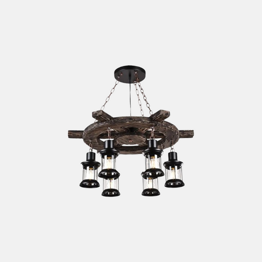 Vintage Pendelleuchte Holz Holzruder Esszimmer