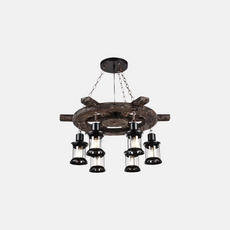 Vintage Pendelleuchte Holz Holzruder Esszimmer