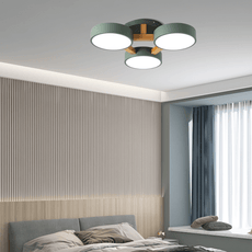 Minimalistische Deckenleuchte LED Rund Metall -Grün-Kombinationsdesign aus drei Kreisen - stilvolle Schlichtheit