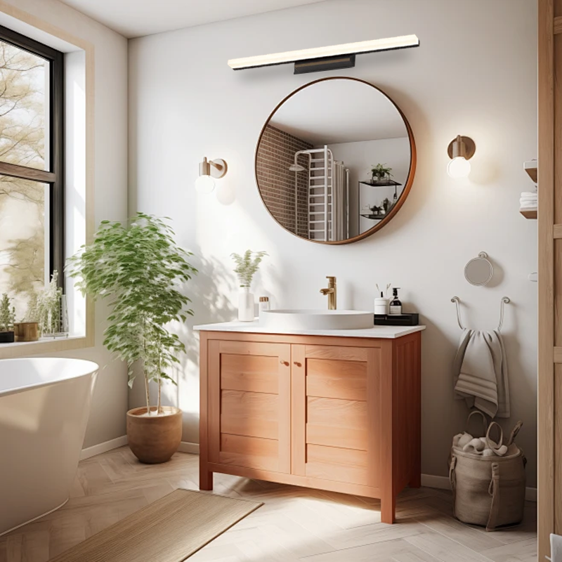 Modern Wandleuchte Spiegelleuchte LED Linear Schwarz Metall Badezimmer