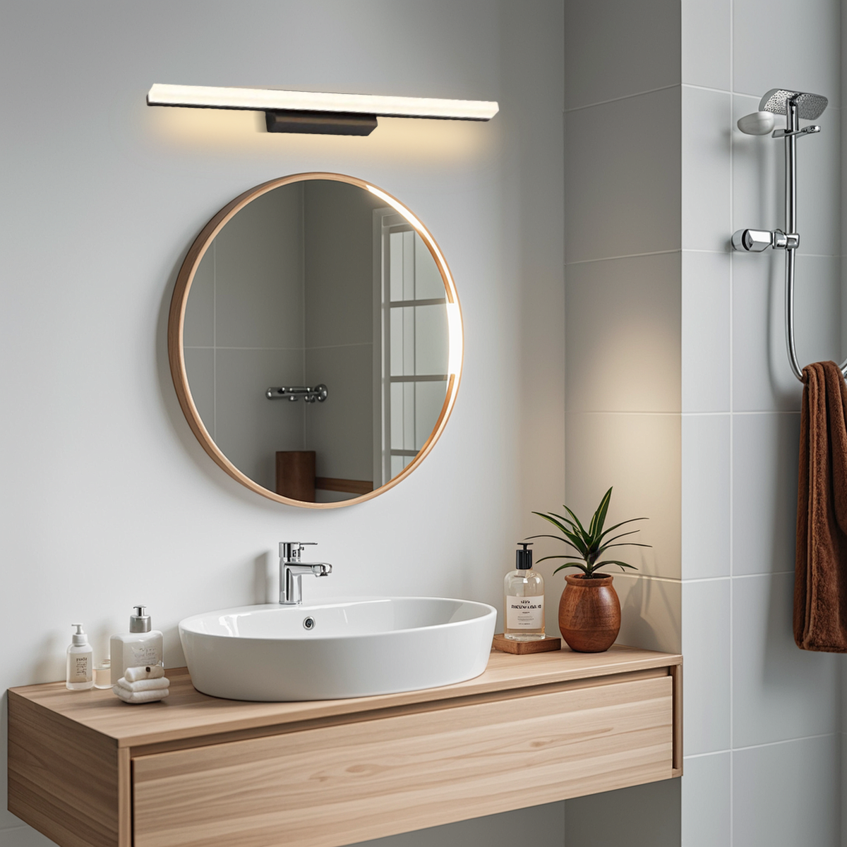Modern Wandleuchte Spiegelleuchte LED Linear Schwarz Metall Badezimmer