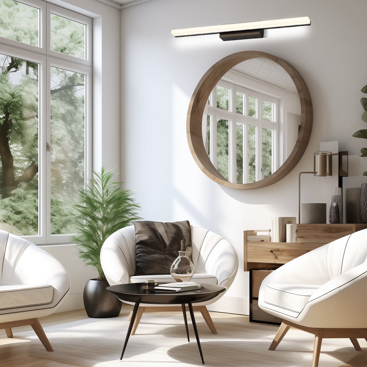 Modern Wandleuchte Spiegelleuchte LED Linear Schwarz Metall Badezimmer