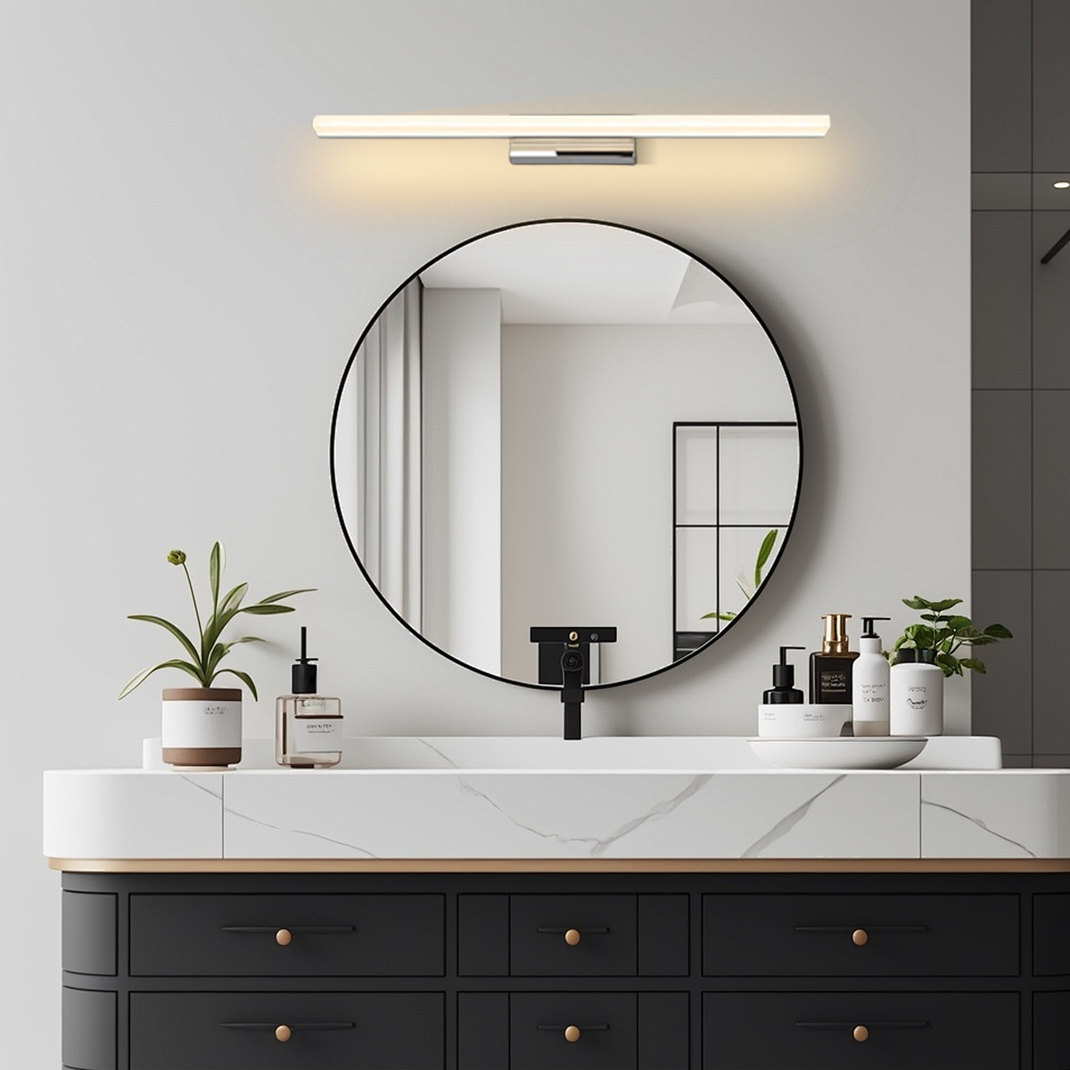 Modern Wandleuchte Spiegelleuchte LED Linear Schwarz Metall Badezimmer