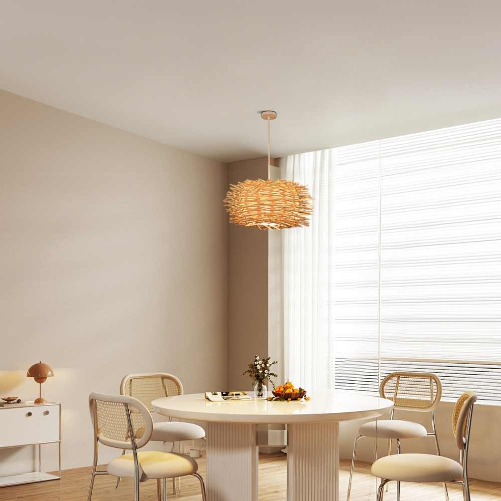 Moderne LED-Pendelleuchte fürs Esszimmer aus Holz - Ø30cm für gemütliche Essatmosphäre